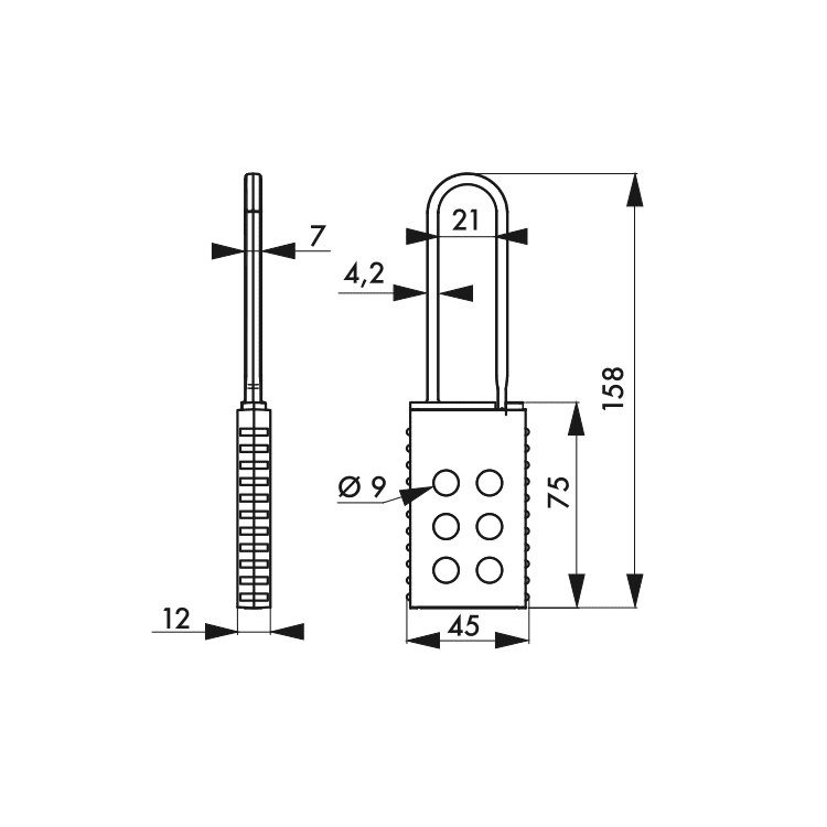 Moraillon en nylon pour 6 Cadenas de Consignation